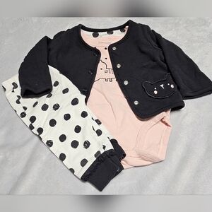 Mac&Moon Cat 3 piece Outfit - 9m